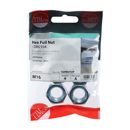 TIMCO Hex Full Nuts DIN934 Silver - M16 - Image