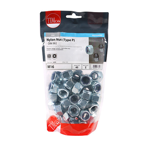 TIMCO Nylon Insert Nuts Type P DIN982 Silver - M16 - Image