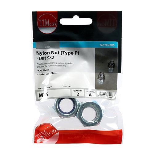 TIMCO Nylon Insert Nuts Type P DIN982 Silver - M16 - Image