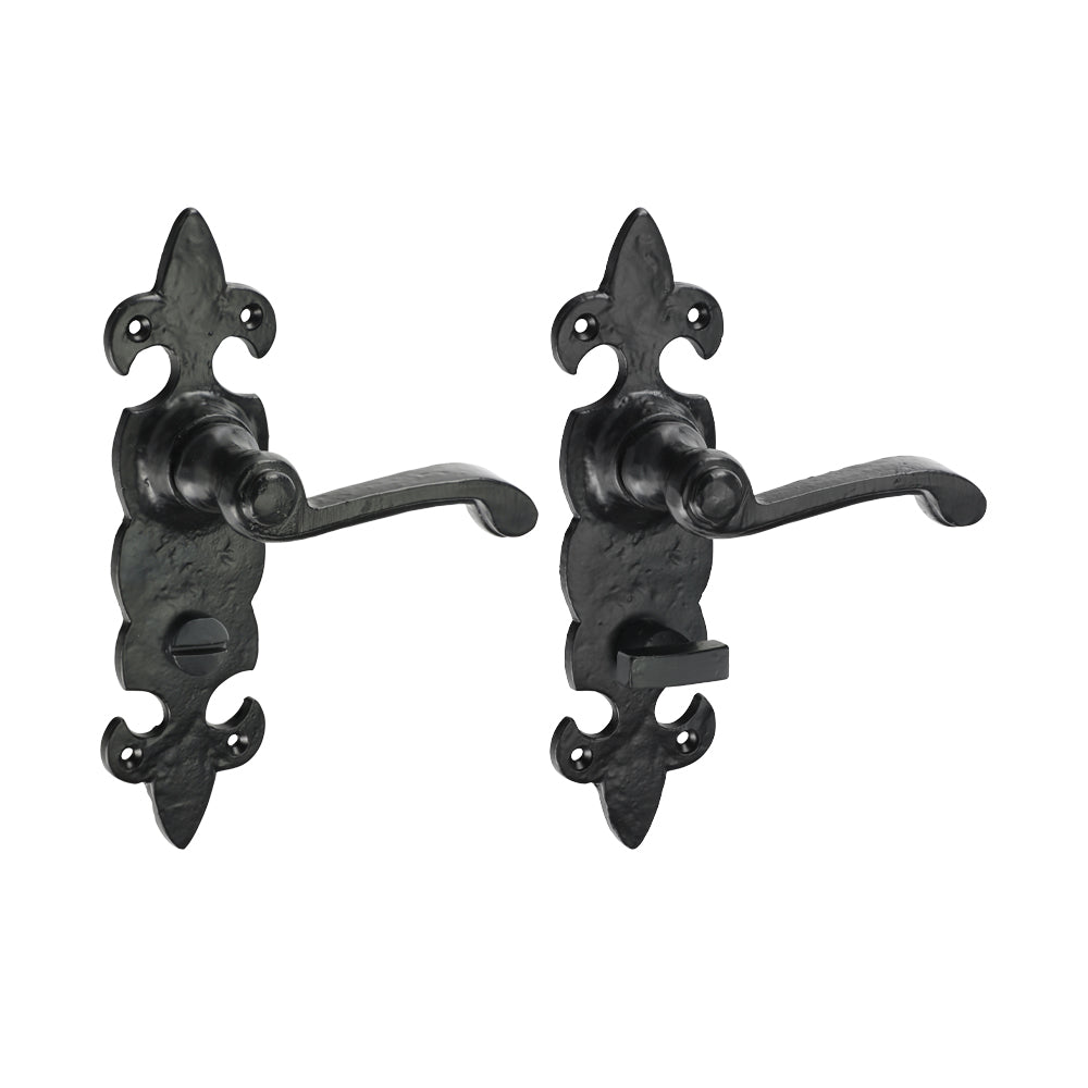 TIMCO Fleur De Lys Ornate Bathroom Handles - Antique Black - 195 x 55 - Image