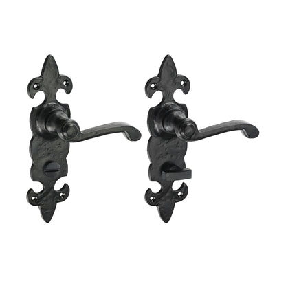 TIMCO Fleur De Lys Ornate Bathroom Handles - Antique Black - 195 x 55 - Image