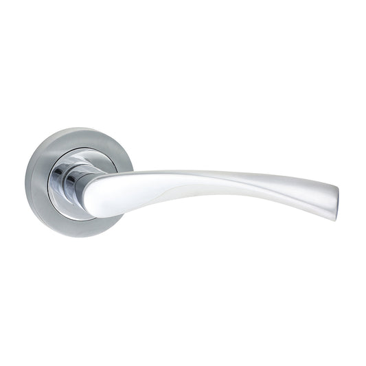 TIMCO Edleston Lever On Rose Handles - Polished & Satin Chrome - 49mm - Image