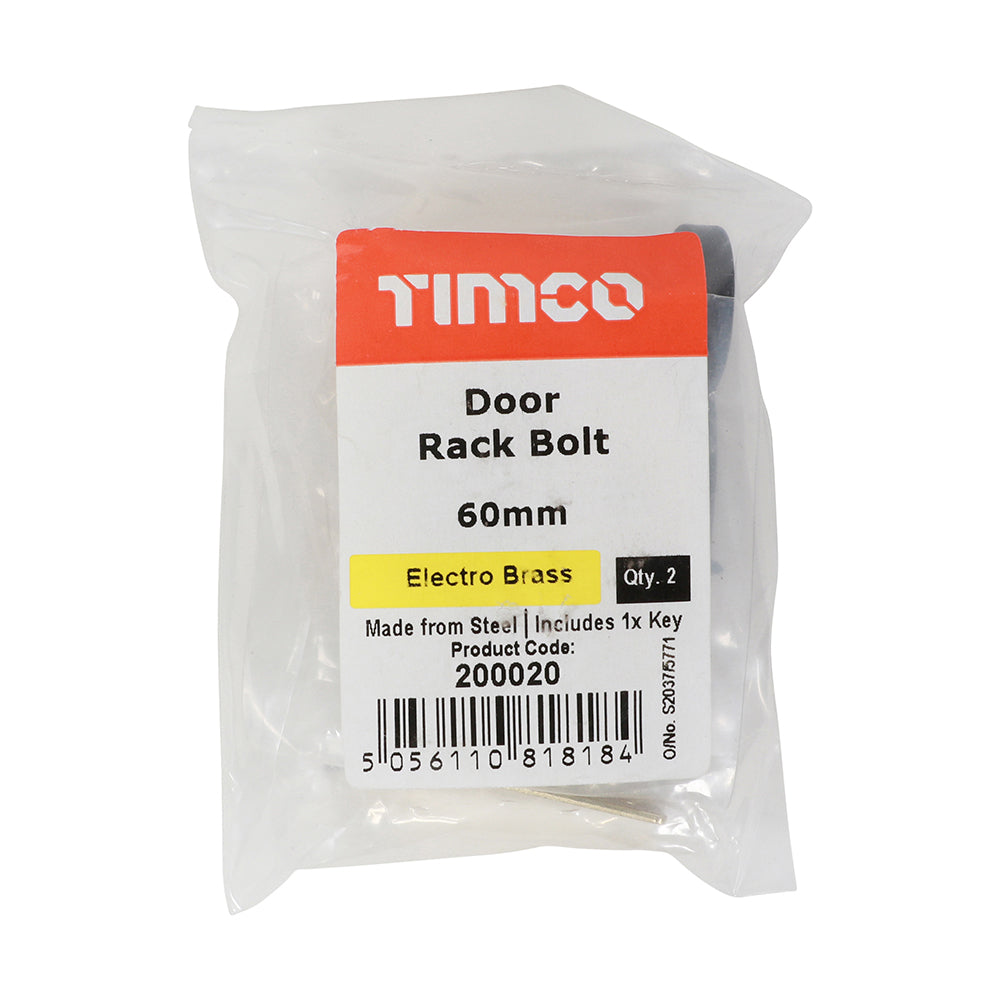 TIMCO Door Rack Bolts Electro Brass - 60mm - Image