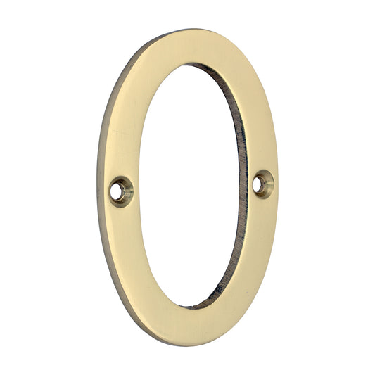 TIMCO Door Numeral 0 - Polished Brass - 81mm - Image