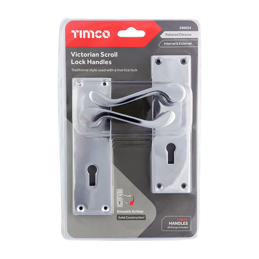 TIMCO Victorian Scroll Latch Handles - Polished Chrome - 151 x 42mm - Image