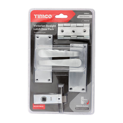 TIMCO Victorian Straight Latch Door Pack- Satin Chrome - Mixed - Image