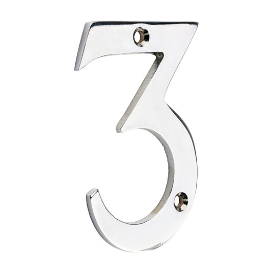 TIMCO Door Numeral 3 - Polished Chrome - 75mm - Image