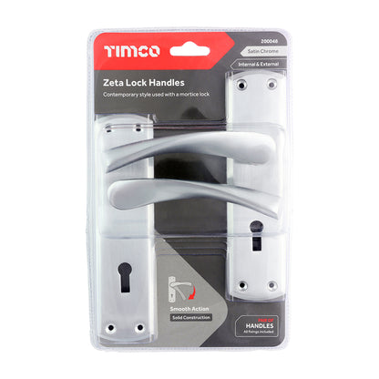 TIMCO Zeta Lock Handles - Satin Chrome - 175 x 45mm - Image