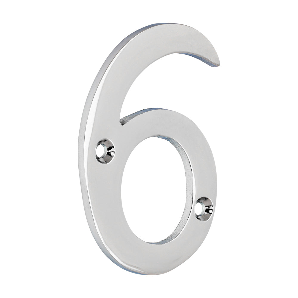 TIMCO Door Numeral 6 - Polished Chrome - 75mm - Image