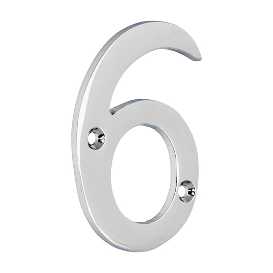 TIMCO Door Numeral 6 - Polished Chrome - 75mm - Image