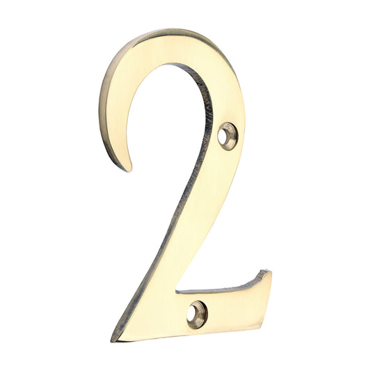 TIMCO Door Numeral 2 - Polished Brass - 76mm - Image