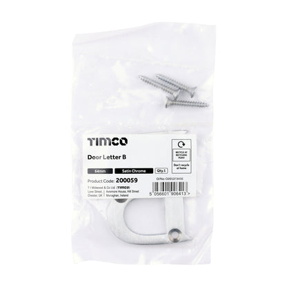 TIMCO Door Letter B - Satin Chrome - 64mm - Image