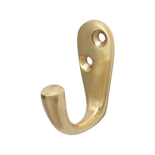 TIMCO Single Robe Hook Polished Brass - 44 x 18mm - Image