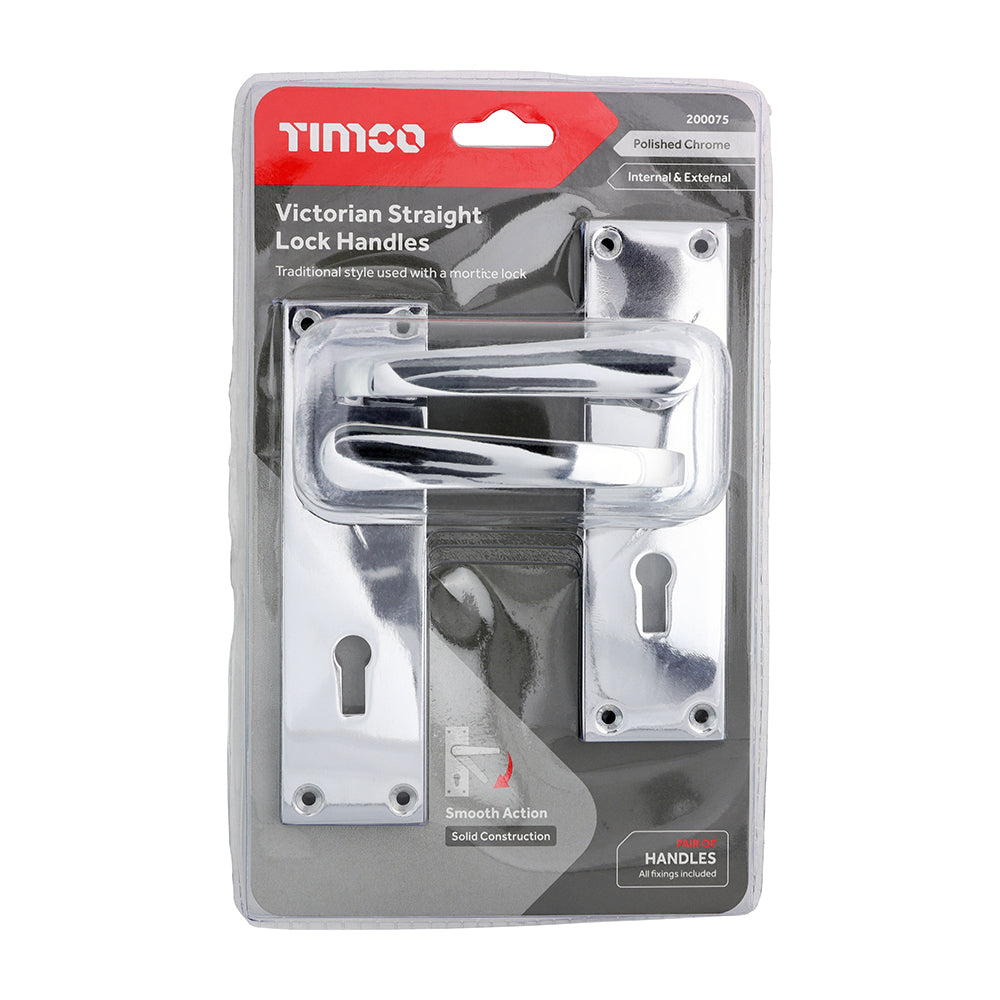 TIMCO Victorian Straight Lock Handles - Polished Chrome - 151 x 42mm - Image