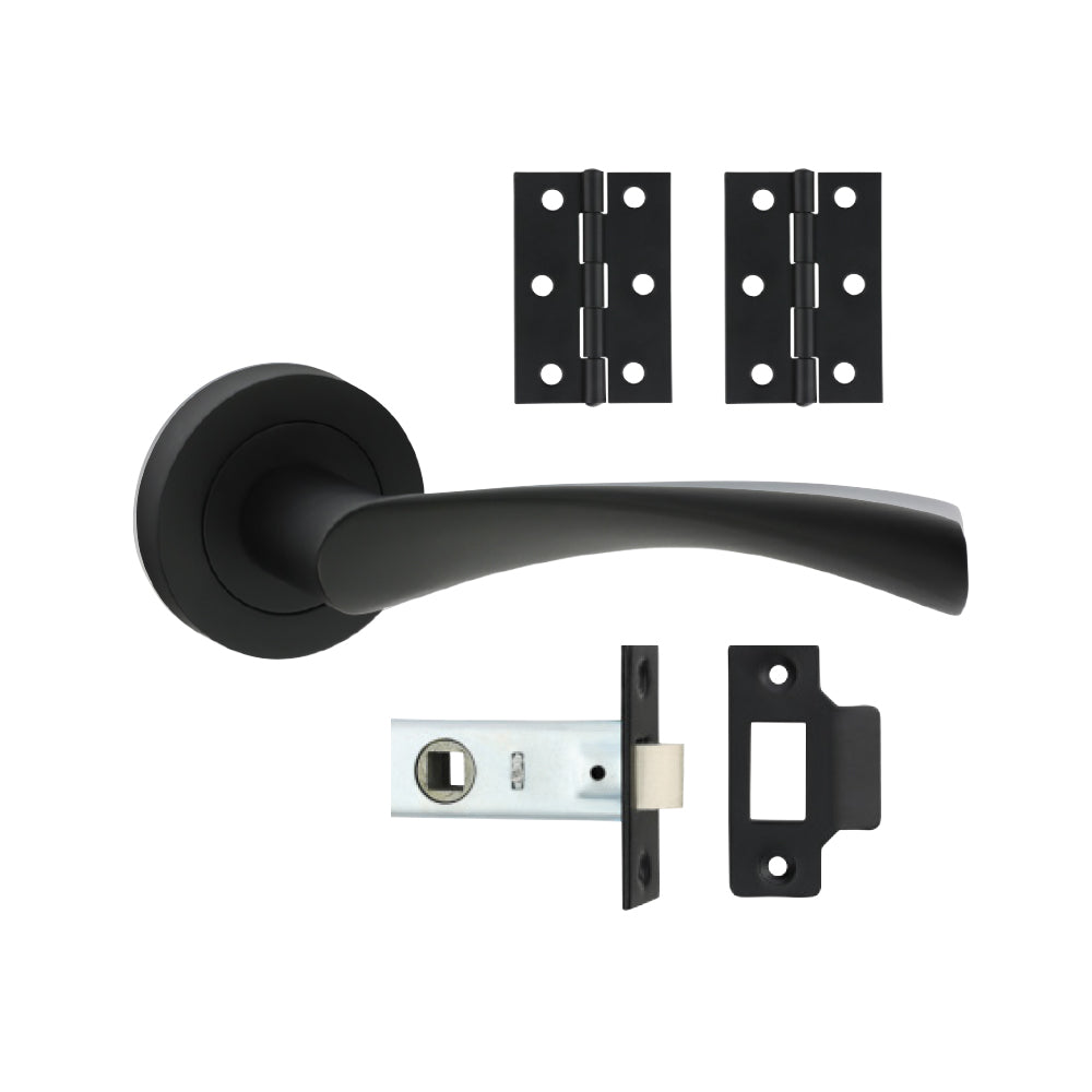 TIMCO Edleston Lever On Rose Internal Door Latch Pack - Matt Black - Mixed - Image