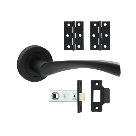 TIMCO Edleston Lever On Rose Internal Door Latch Pack - Matt Black - Mixed - Image