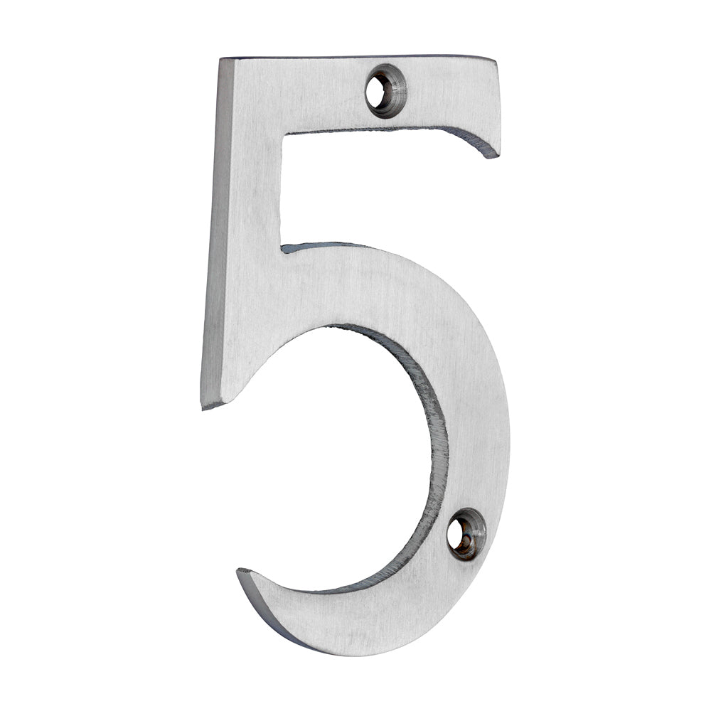 TIMCO Door Numeral 5 - Satin Chrome - 75mm - Image