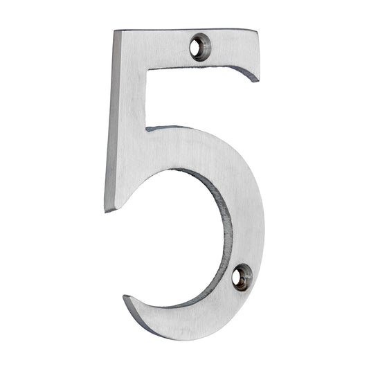 TIMCO Door Numeral 5 - Satin Chrome - 75mm - Image