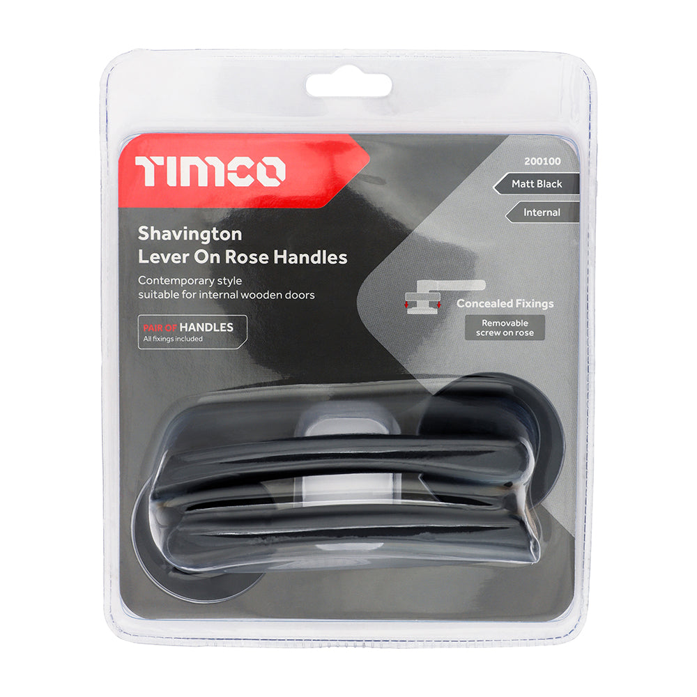 TIMCO Shavington Lever On Rose Handles - Matt Black - 49mm - Image