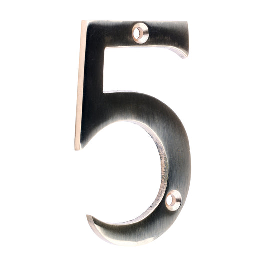 TIMCO Door Numeral 5 - Polished Brass - 75mm - Image