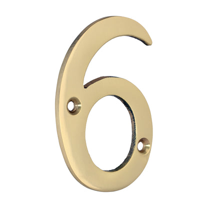 TIMCO Door Numeral 6 - Polished Brass - 75mm - Image
