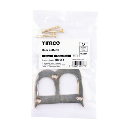 TIMCO Door Letter B - Polished Brass - 64mm - Image