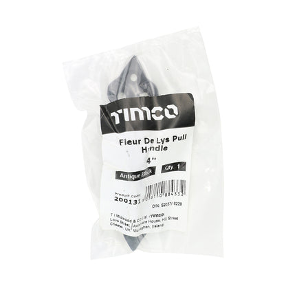 TIMCO Fleur De Lys Pull Handle - Antique Black - 4" - Image