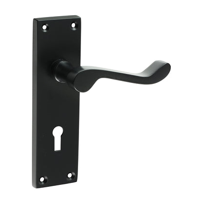 TIMCO Victorian Scroll Lock Handles - Matt Black - 151 x 42mm - Image