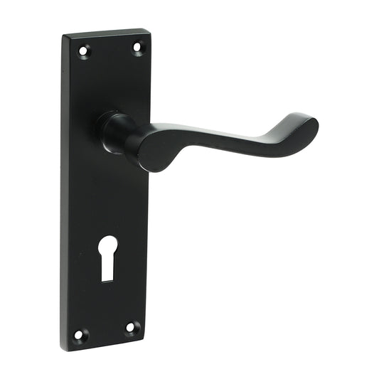 TIMCO Victorian Scroll Lock Handles - Matt Black - 151 x 42mm - Image