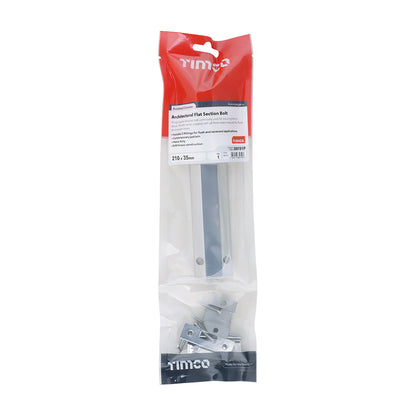 TIMCO Architectural Flat Section Bolt Polished Chrome - 210 x 35mm - Image