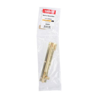 TIMCO Necked Barrel Bolt Polished Brass - 150 x 25mm - Image