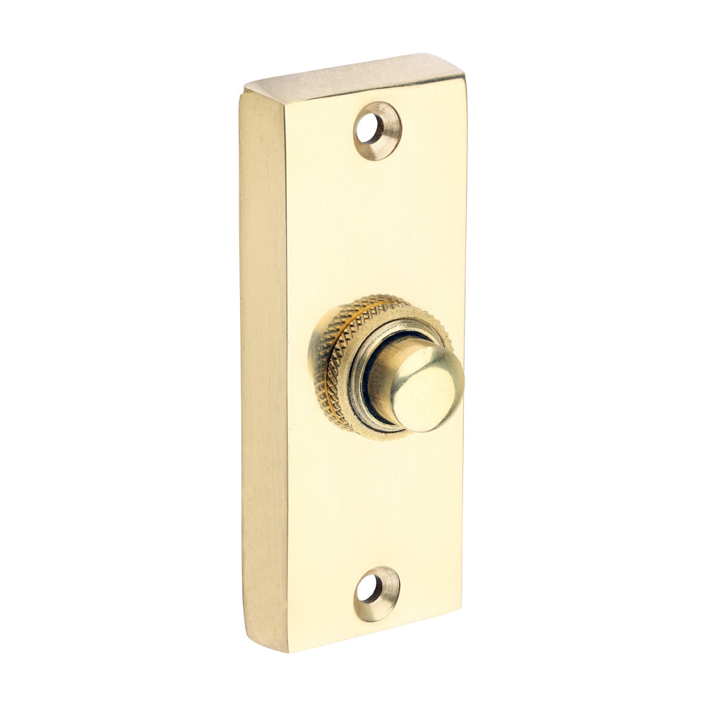 TIMCO Traditional Door Bell Push - Polished Brass - 80 x 31mm - Image