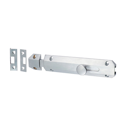 TIMCO Architectural Flat Section Bolt Satin Chrome - 150 x 35mm - Image