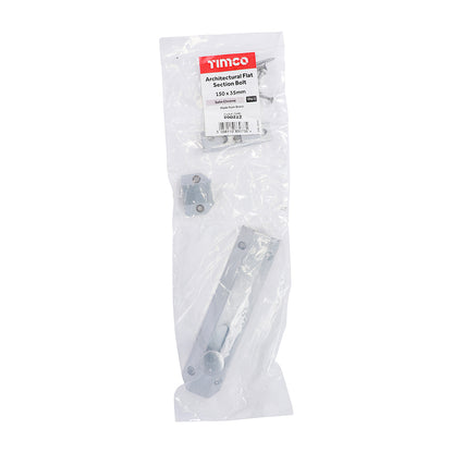 TIMCO Architectural Flat Section Bolt Satin Chrome - 150 x 35mm - Image