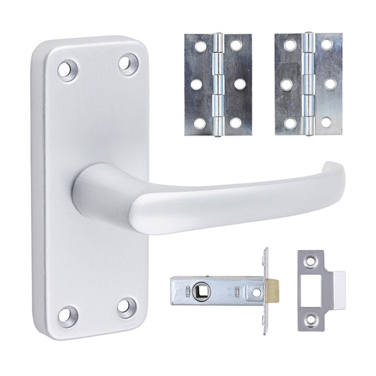 TIMCO Contractors Lever Latch Door Pack - Satin Anodised Aluminium - 103 x 40 - Image