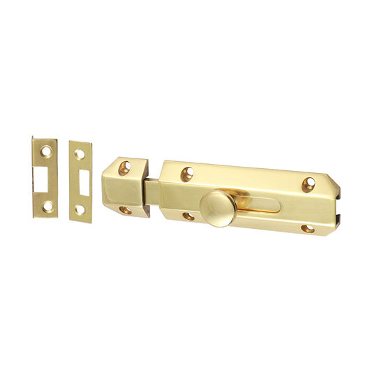 TIMCO Architectural Flat Section Bolt Polished Brass - 100 x 35mm - Image