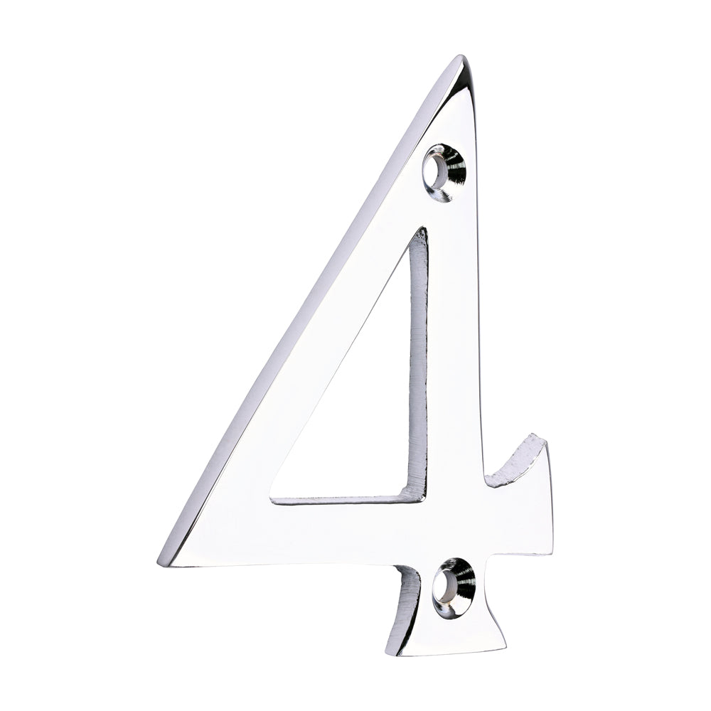 TIMCO Door Numeral 4 - Polished Chrome - 75mm - Image