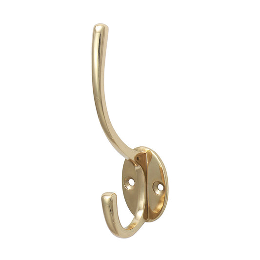 TIMCO Hat & Coat Hook Polished Brass - 125 x 32mm - Image