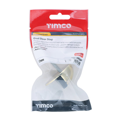 TIMCO Oval Door Stop Polished Brass - 47mm - Image