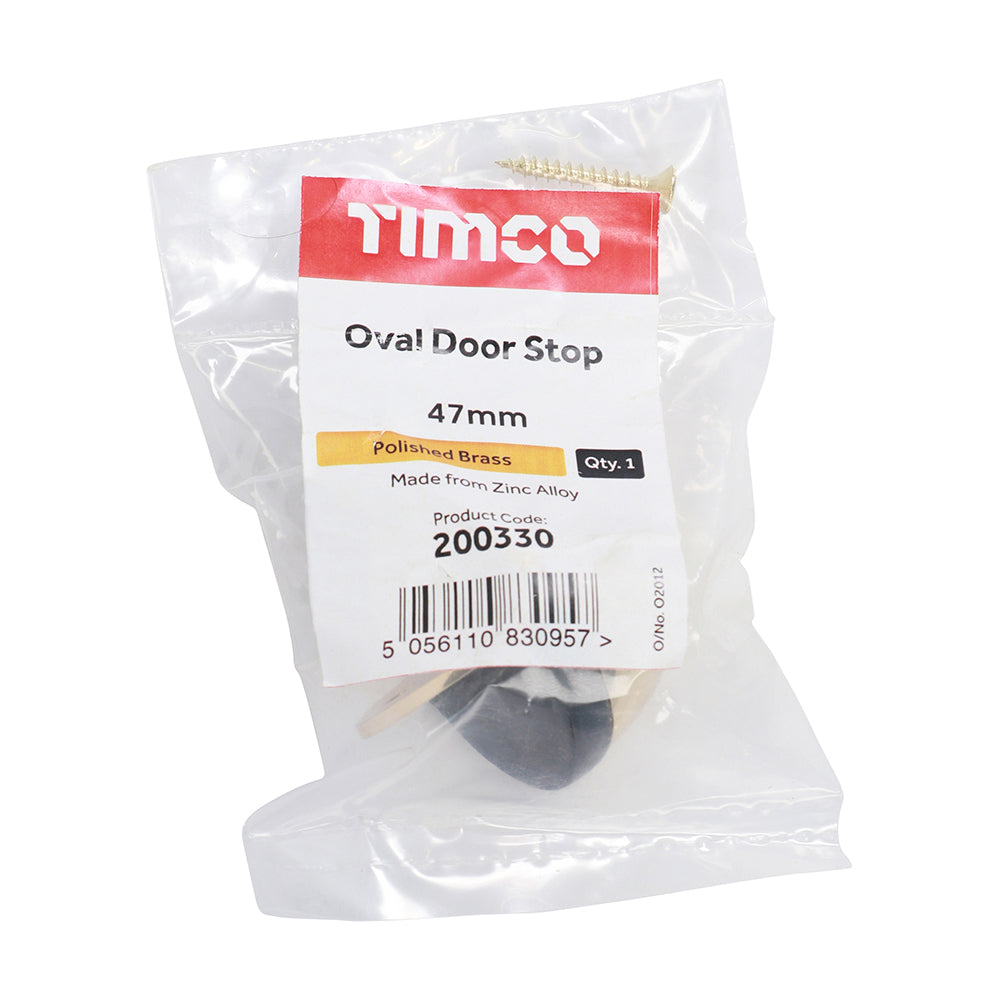 TIMCO Oval Door Stop Polished Brass - 47mm - Image