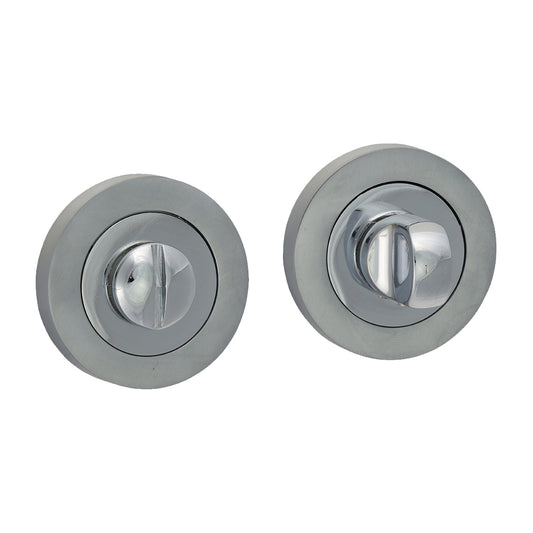 TIMCO Bathroom Thumb Turn And Release - Polished & Satin Chrome - 49mm - Image