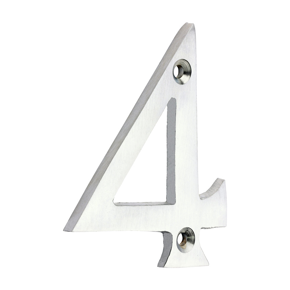 TIMCO Door Numeral 4 - Satin Chrome - 75mm - Image