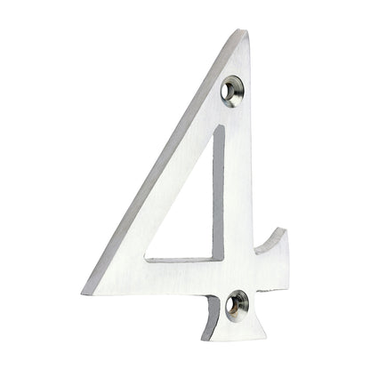 TIMCO Door Numeral 4 - Satin Chrome - 75mm - Image