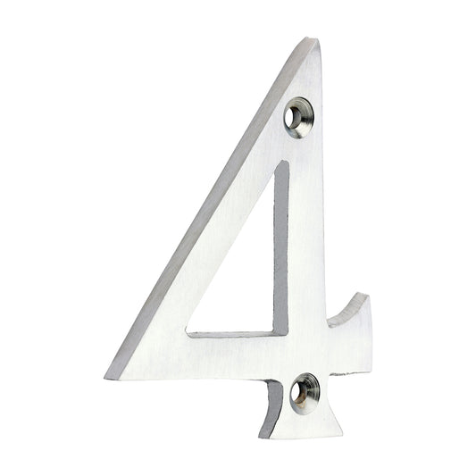 TIMCO Door Numeral 4 - Satin Chrome - 75mm - Image