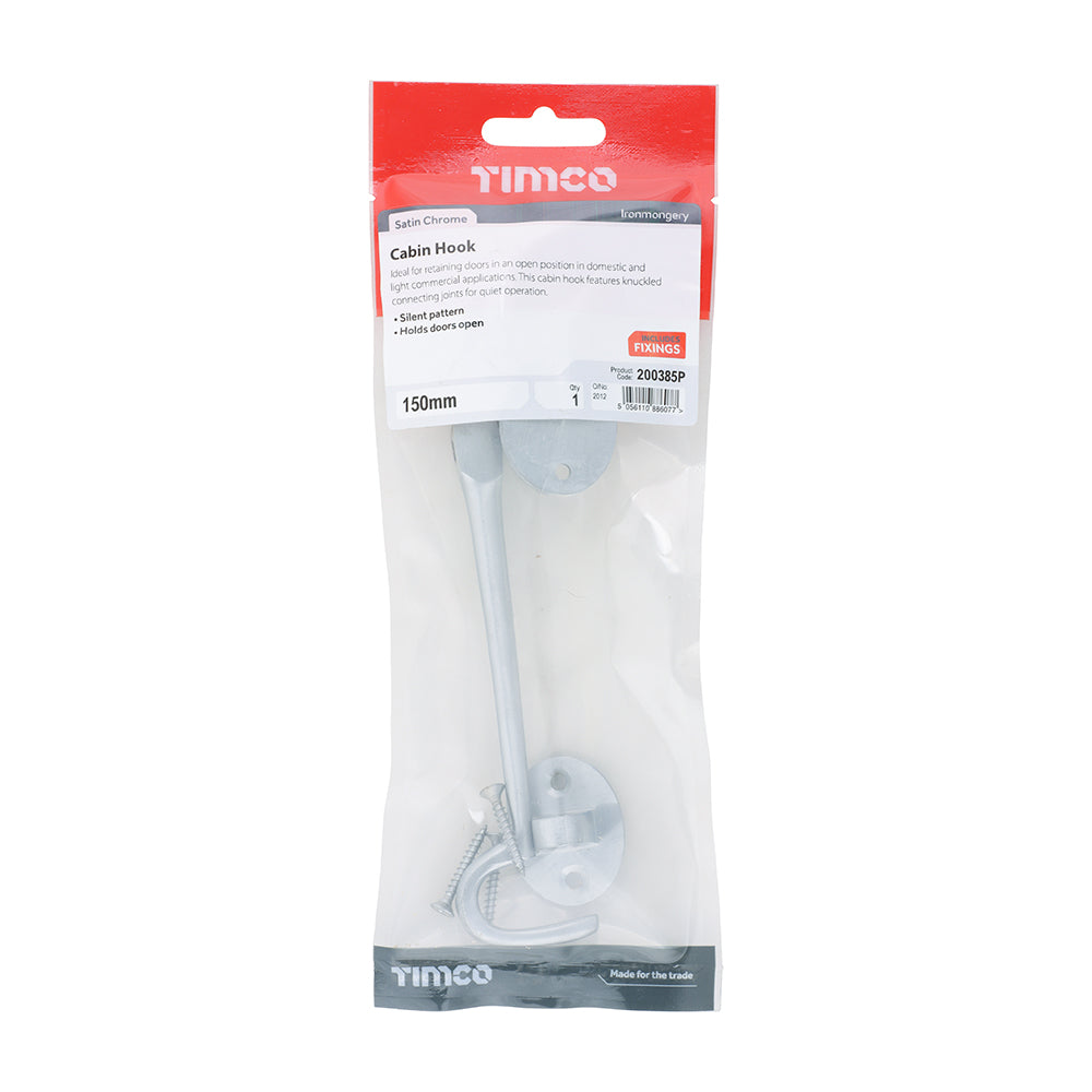 TIMCO Cabin Hook Satin Chrome - 150mm - Image