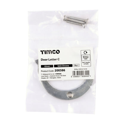 TIMCO Door Letter C - Satin Chrome - 65mm - Image