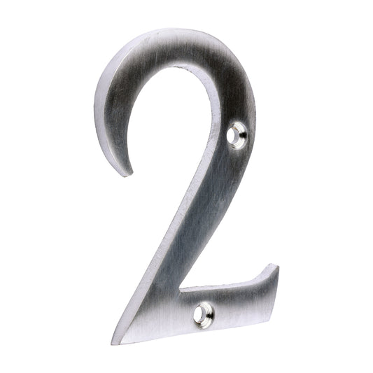 TIMCO Door Numeral 2 - Satin Chrome - 76mm - Image