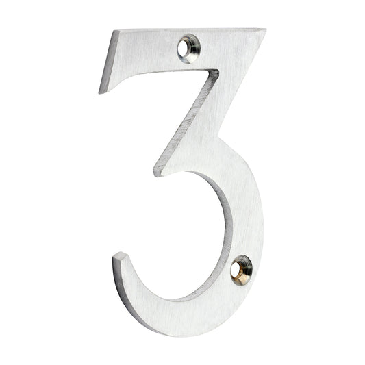 TIMCO Door Numeral 3 - Satin Chrome - 75mm - Image