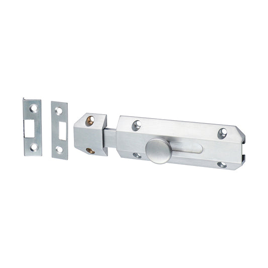 TIMCO Architectural Flat Section Bolt Satin Chrome - 100 x 35mm - Image