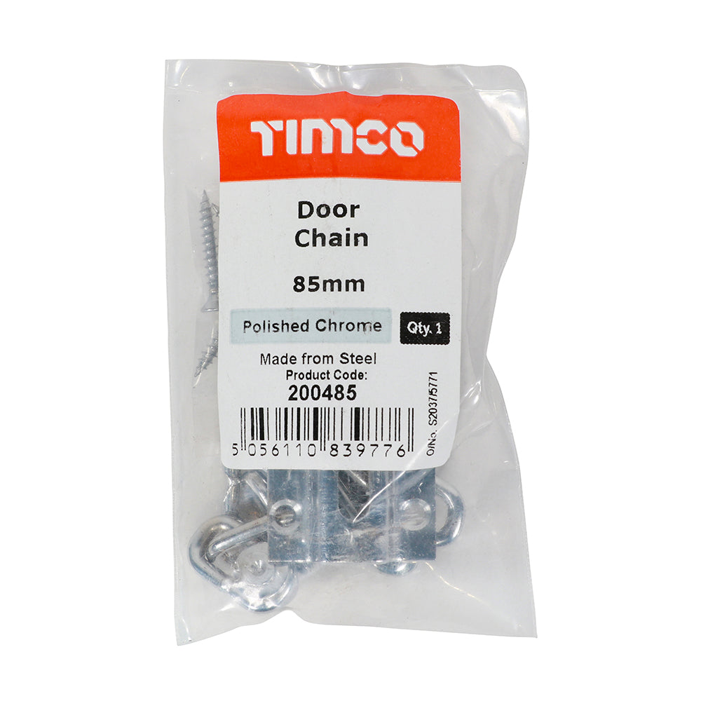 TIMCO Door Chain Polished Chrome - 85mm - Image